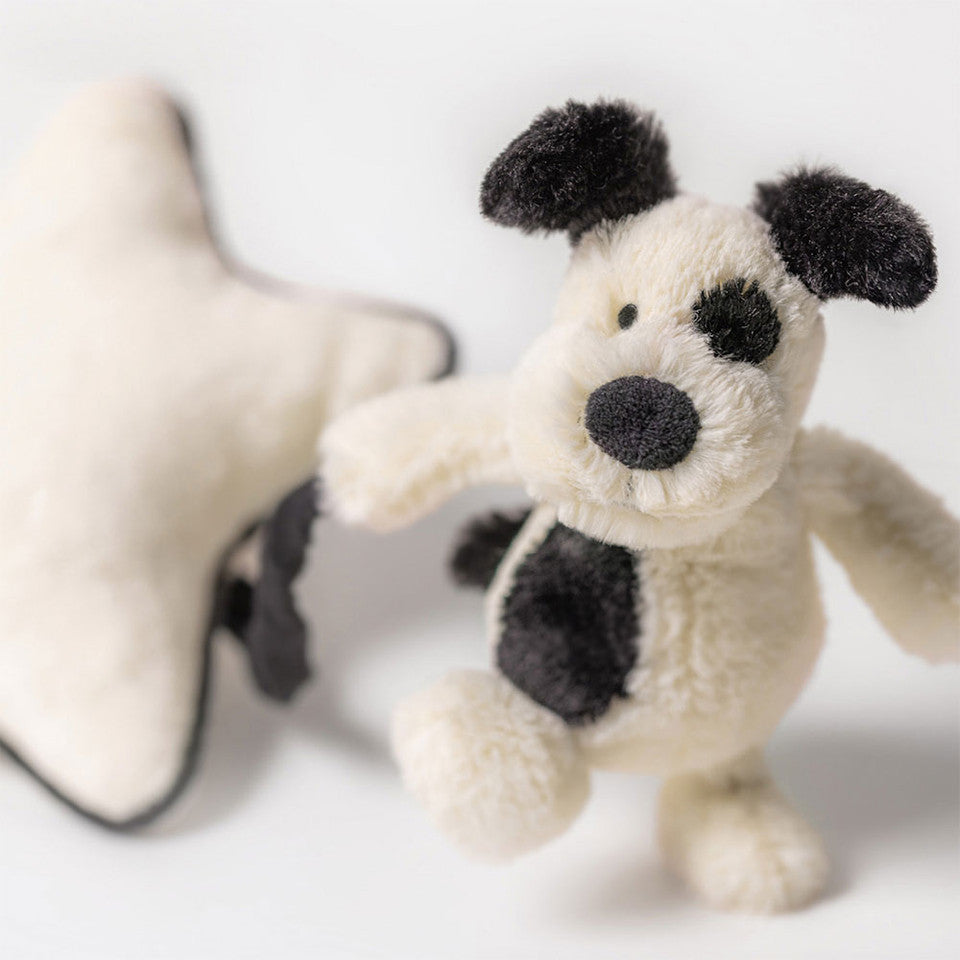 Jellycat 小狗音樂掛飾 | Bashful Black & Cream Puppy Musical Pull
