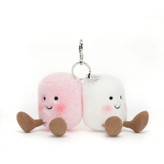 Jellycat Smiling Marshmallows Keychain|Amuseables Pair of Marshmallows Bag Charm 15cm