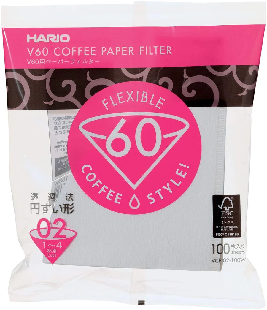 HARIO V60 漂白咖啡濾紙 100張 |  PAPER FILTER-WHITE-02 100 Pcs
