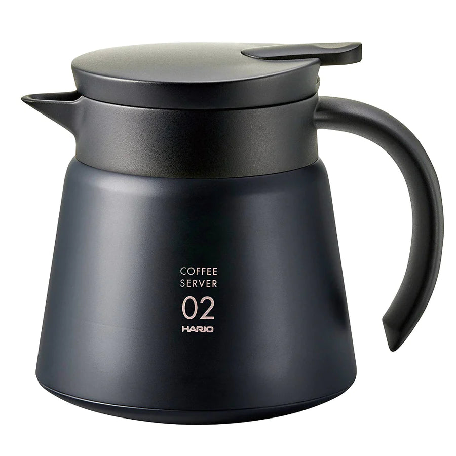 HARIO V60 Black Stainless Steel Vacuum Insulated Coffee Maker 600ml | Heat Insulated Stainless Steel Server - BK 600 ml