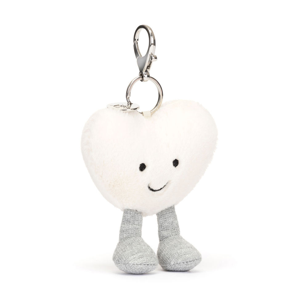 Jellycat 白色心心鎖匙扣 | Amuseables Cream Heart Bag Charm 13cm