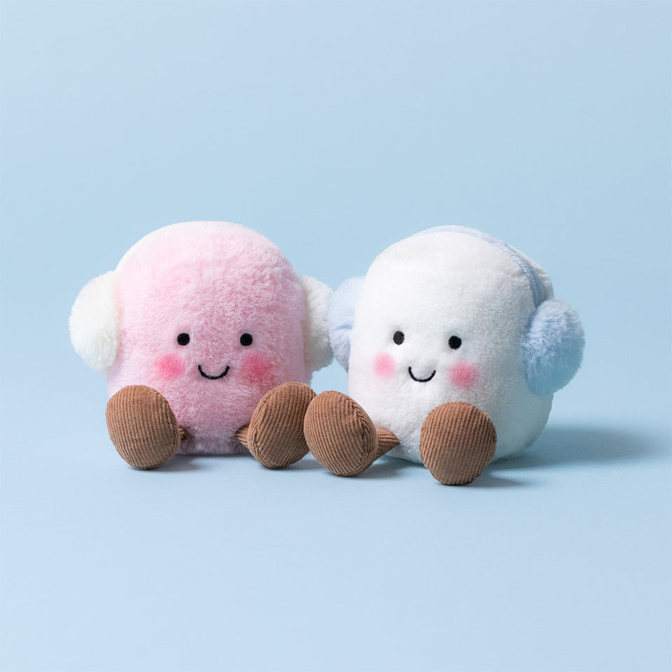 JELLYCAT 暖粒粒耳罩棉花糖 | Amuseables Toastie Pink and White Marshmallows 16cm