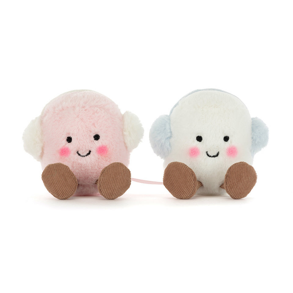 JELLYCAT 暖粒粒耳罩棉花糖 | Amuseables Toastie Pink and White Marshmallows 16cm