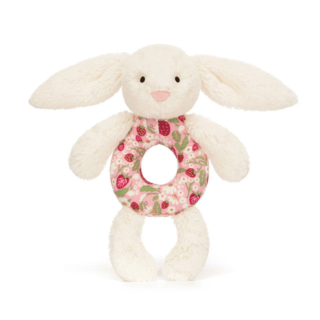 Jellycat 奶油雜莓碎花手搖鈴 | Blossom Cream Bunny 'Berry' Ring Rattle 18cm
