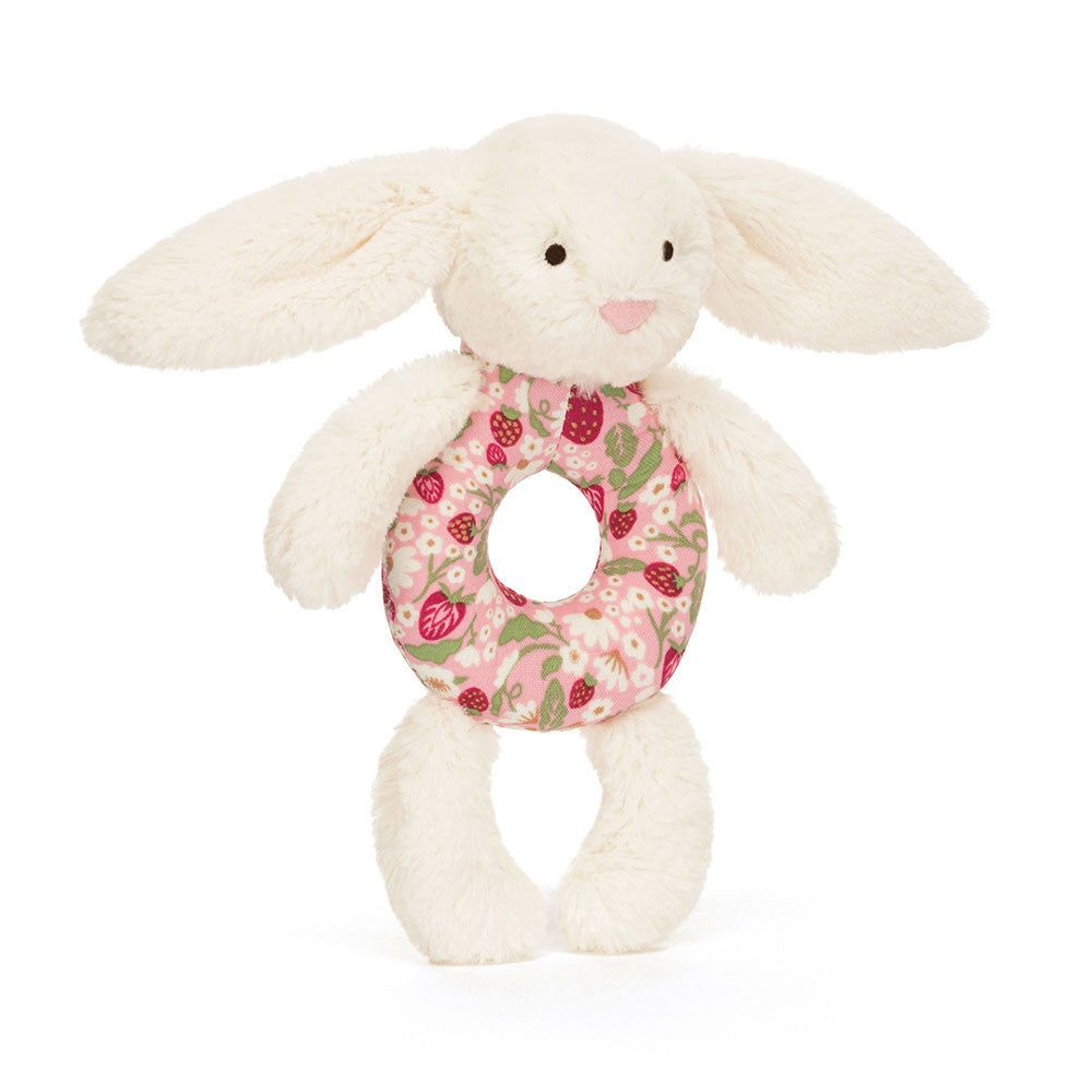 Jellycat 奶油雜莓碎花手搖鈴 | Blossom Cream Bunny 'Berry' Ring Rattle 18cm