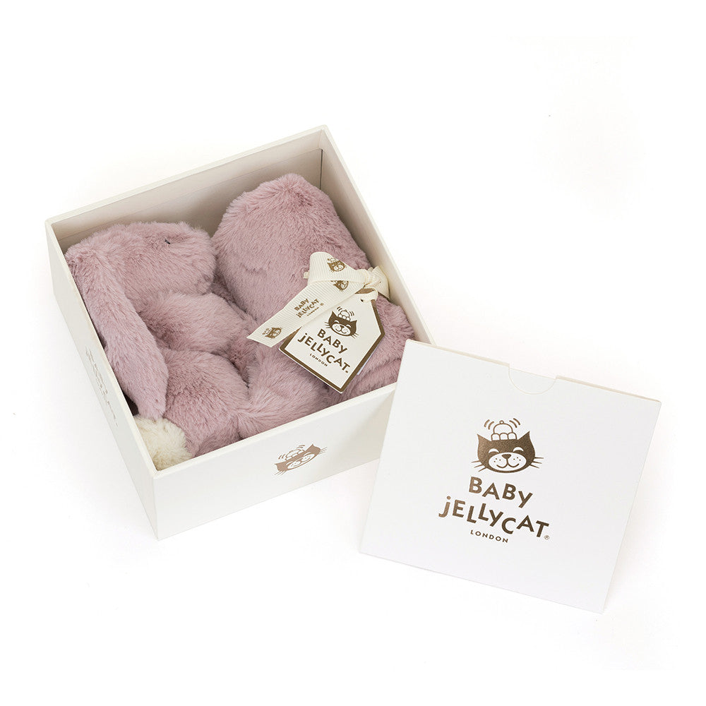 Jellycat 嬰兒安撫巾禮盒-玫瑰粉色 | Bashful Luxe Bunny Soother -Rosa 5.9in x 13.4in x 13.4in