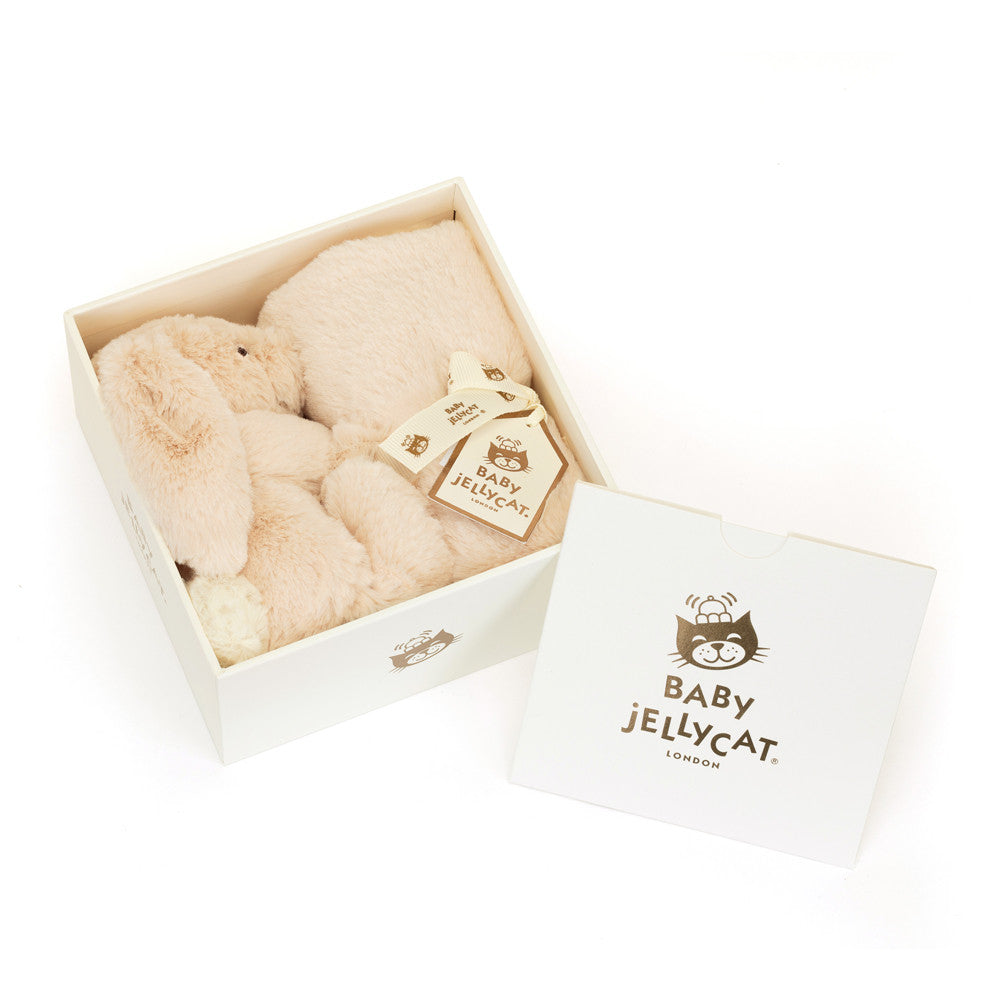 Jellycat 嬰兒安撫巾禮盒-米黃色 | Bashful Luxe Bunny Soother -Beige  15cm x 34cm x 34cm