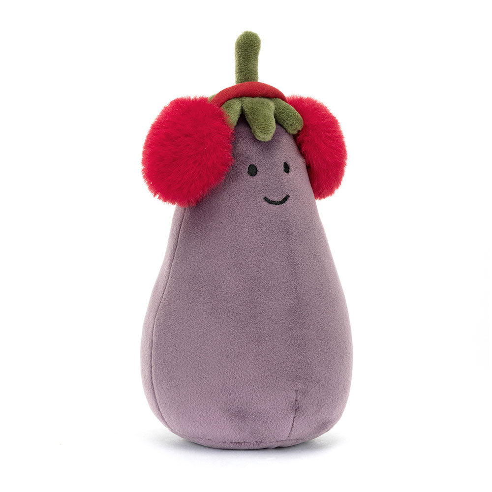 Jellycat 聖誕紅色耳罩茄子 | Toastie Vivacious Red Aubergine 16cm