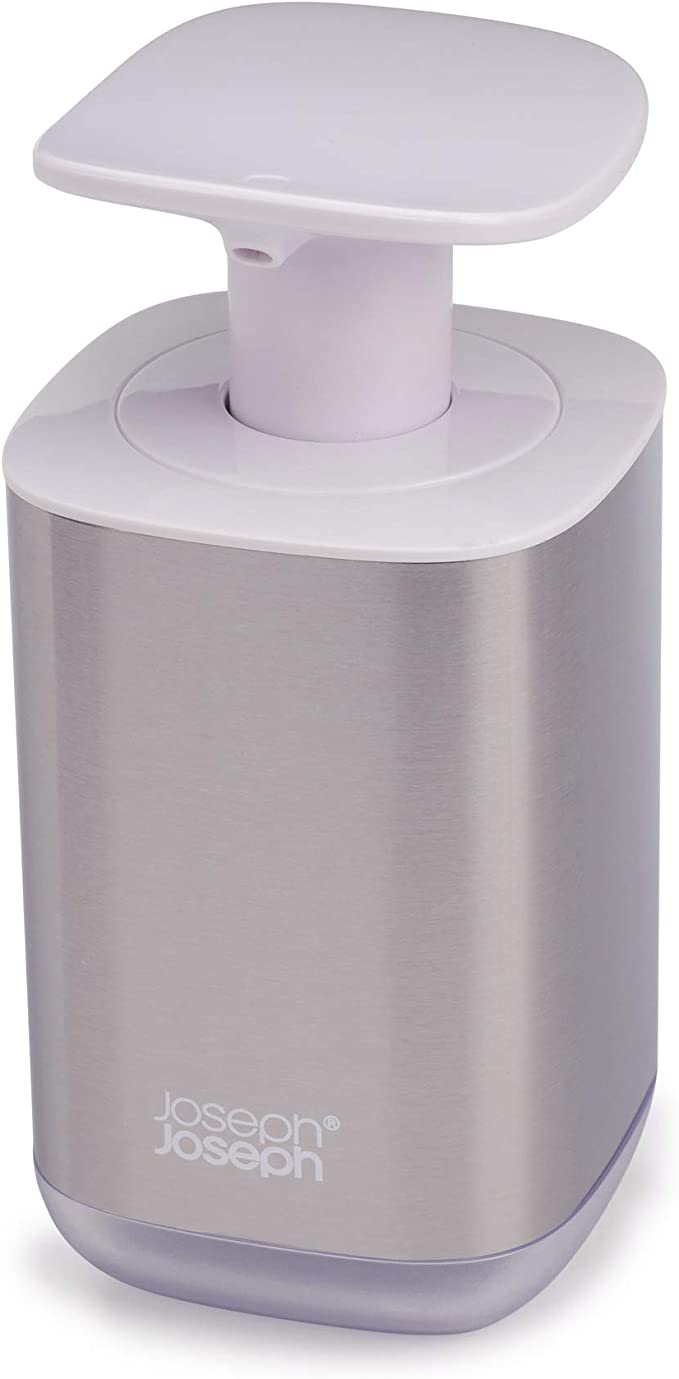 JOSEPH JOSEPH Stainless-Steel Hygienic Easy-Push Soap Dispenser with Wide Pump, One-Size, - White