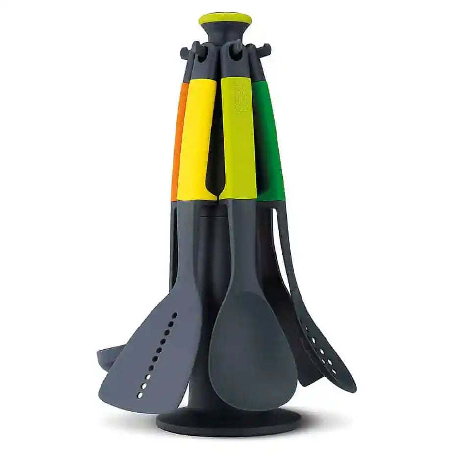 Joseph Joseph Elevate™ Carousel 6-Piece Kitchen Tool Set - Rainbow | Elevate™ Carouse with Rotating Storage Stand - Rainbow